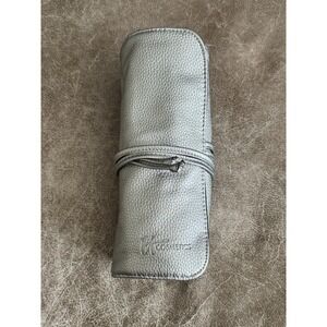 It Cosmetics Roll-up Makeup Brush Storage Travel Bag w/Zip Pouch Silver Metallic